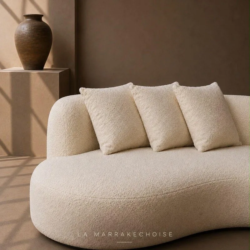 CANAPÉ LUNA — assises, revêtement en tissu bouclé, mobilier fait main à Marrakech