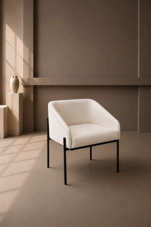 CHAISE KARAL — assises, revêtement en tissu bouclé, mobilier fait main à Marrakech