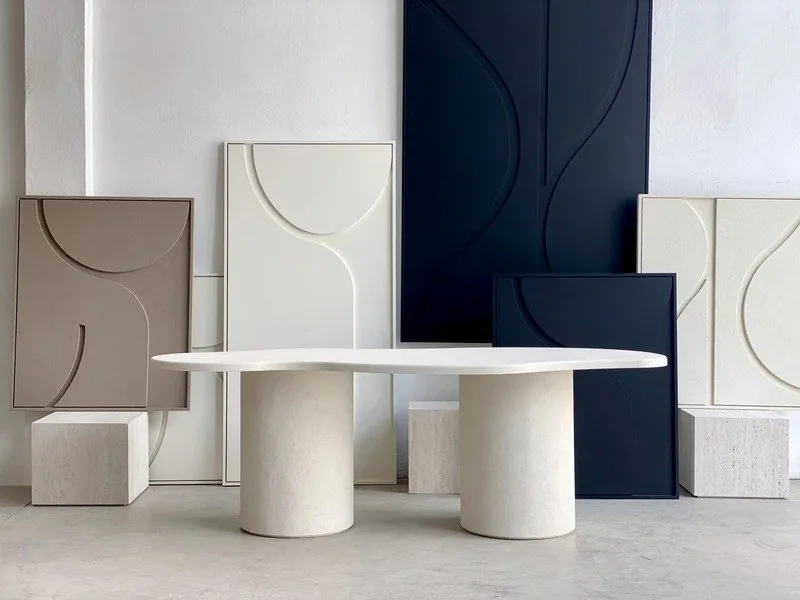 TABLE MENCE — tables, bois avec finition texturée, mobilier fait main à Marrakech