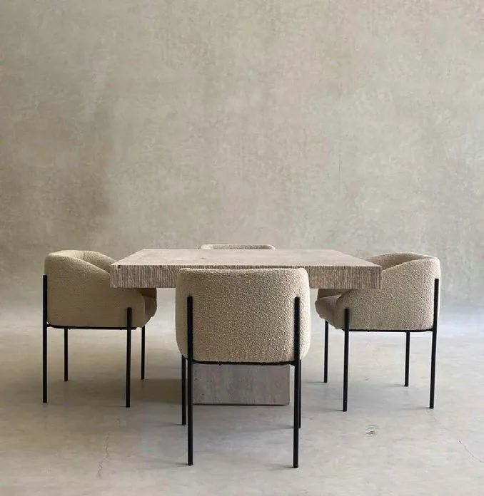 TABLE CUBA — mesas, sobre de travertino, mobiliario hecho a mano en Marrakech