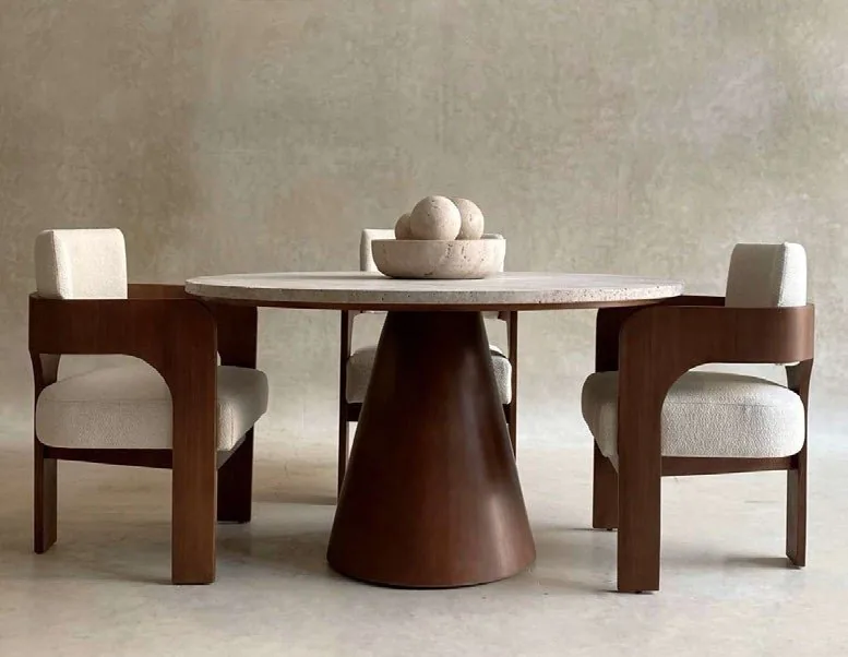 TABLE THAR — mesas, sobre de travertino, mobiliario hecho a mano en Marrakech