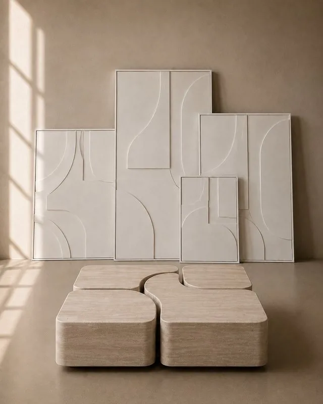 TABLE WAVY — mesas, travertino, mobiliario hecho a mano en Marrakech