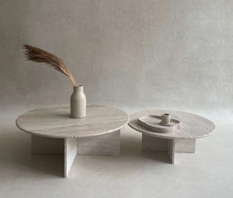 TABLE TARA — tables, plateau en travertin, mobilier fait main à Marrakech