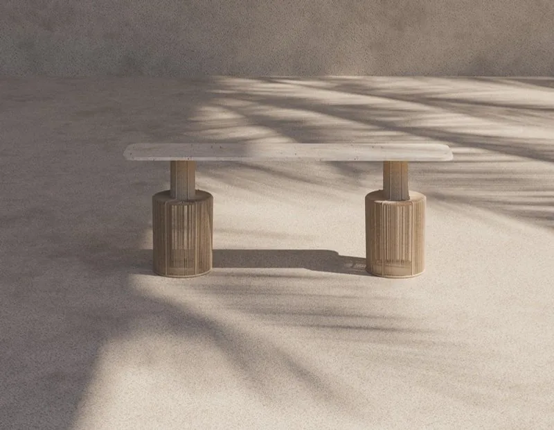 CONSOLE JUTE COLLECTION — consoles, plateau en travertin, mobilier fait main à Marrakech