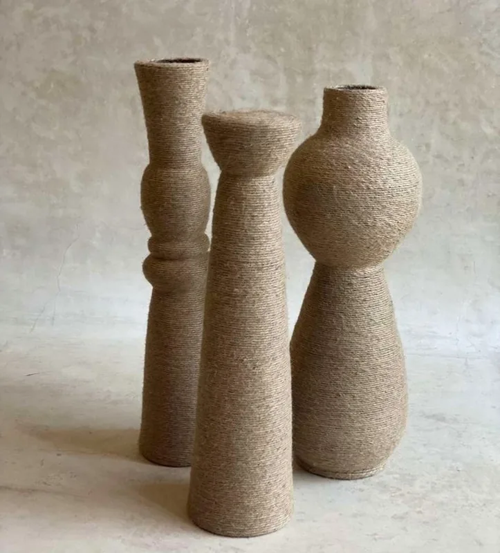 VASE LIPSI — décoration, terre cuite cordée en jute, mobilier fait main à Marrakech